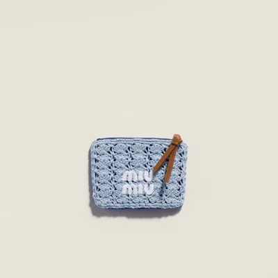 Miu Miu Crochet Cloud Wallet Leather Pull Tab In Pink