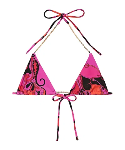 Pucci Orchidee-print Triangle Bikini Top In Pink