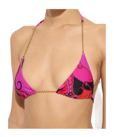 Pucci Orchidee-print Triangle Bikini Top In Pink