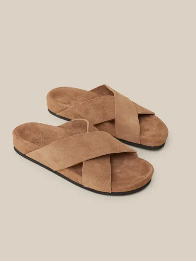 Faherty Low Tide Suede Slide In Brown