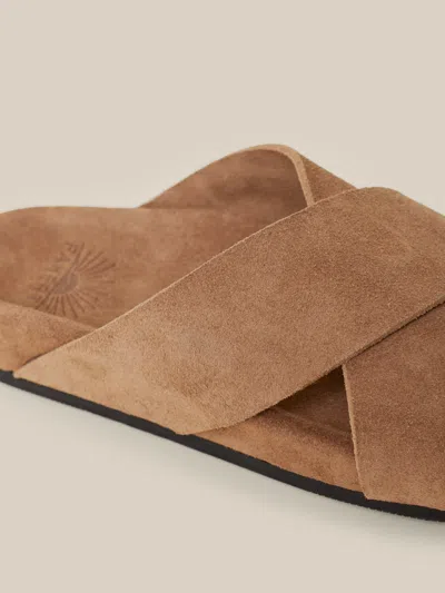 Faherty Low Tide Suede Slide In Brown