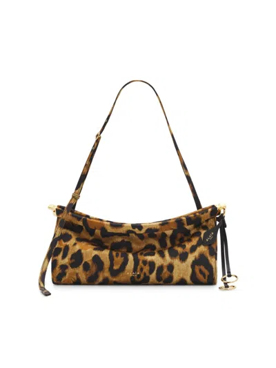 Alaïa Medium Twill Le Click East West Shoulder Bag In Animal Print