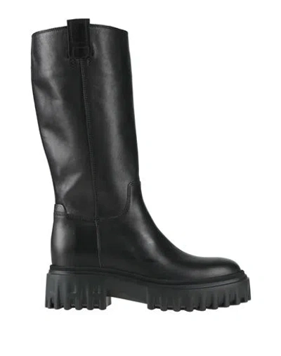 Hogan Knee-high Boots With Chunky Sole And Pull Tab In Black