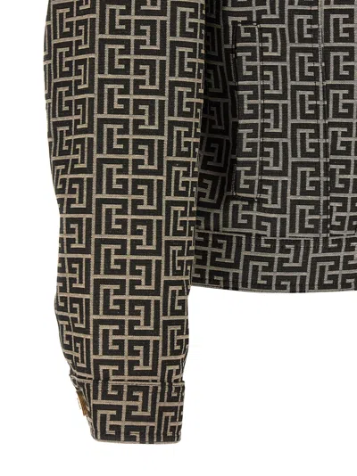 Balmain Jacquard Monogram Jacket Puffer Jackets Black In Multi