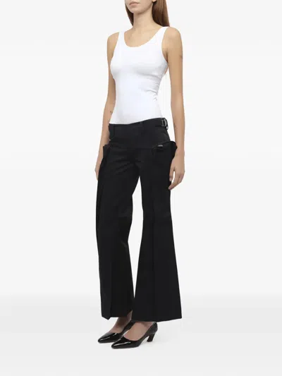 Fax Copy Express Flared Cargo Pants In Black