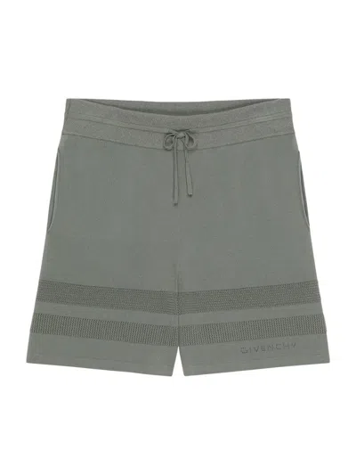Givenchy Green Textured Shorts In Gray
