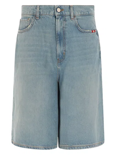 Amish Belt-loop Buttoned Shorts In Blue