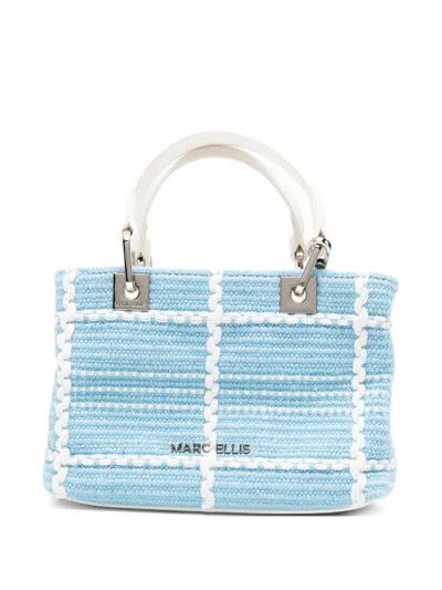 Marc Ellis Woven Tote Bag With Check Pattern In Blue