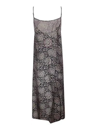 Uma Wang Long Dress Anaya Maxi Spaghetti Straps Floral In Black