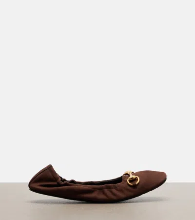 Gucci Light Brown Solid Ballet Flats In Brown