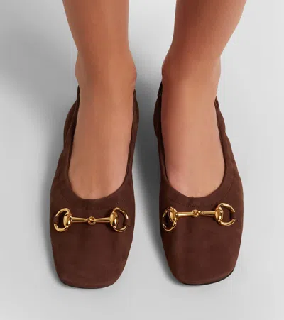 Gucci Light Brown Solid Ballet Flats In Brown