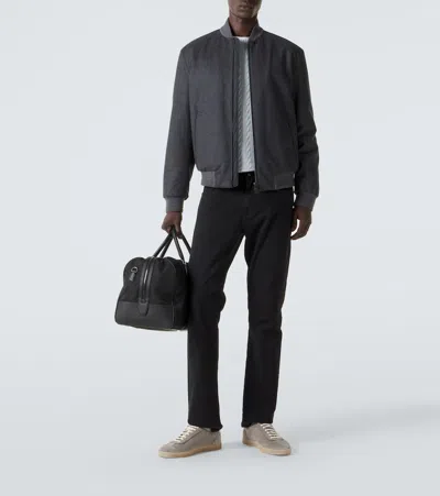 Canali Wool Bomber Jacket In Gray