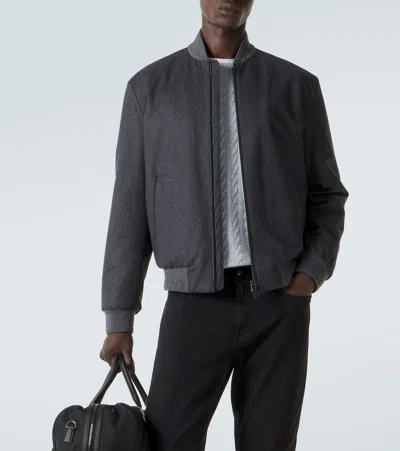 Canali Wool Bomber Jacket In Gray