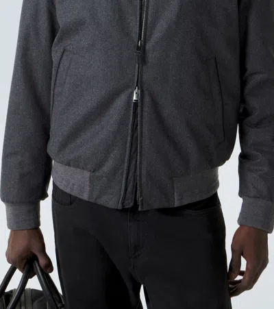 Canali Wool Bomber Jacket In Gray
