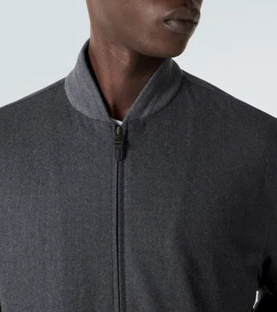 Canali Wool Bomber Jacket In Gray