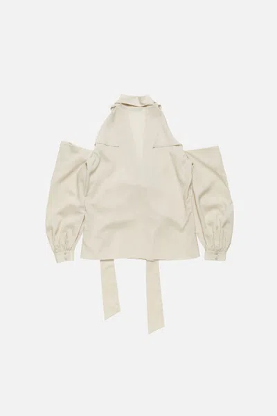 Acne Studios Bow-tie Open-shoulder Blouse In Neutral