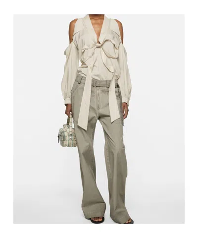 Acne Studios Bow-tie Open-shoulder Blouse In Neutral