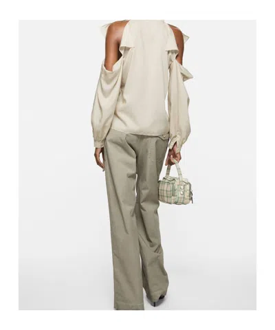 Acne Studios Bow-tie Open-shoulder Blouse In Neutral