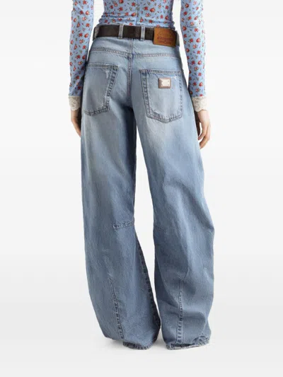 Dolce & Gabbana Cotton Denim Jeans Regular Fit Wide Leg In Blue