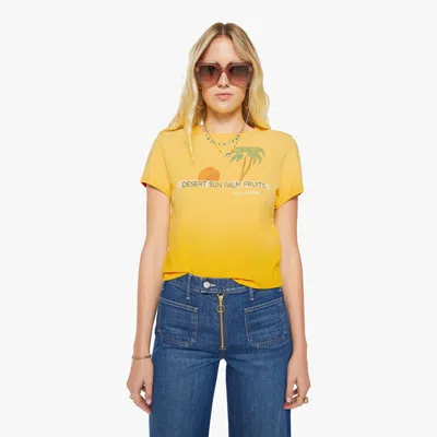 Mother Womens Desert Sun Palm The Itty Bitty Ringer Graphic-print Cotton T-shirt Xs In Yellow