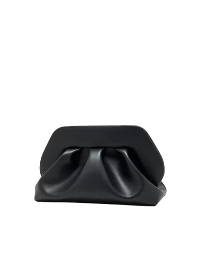 Themoirè Pleated Rectangular Soft Structure Clutch Bag In Black