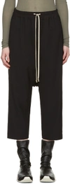 RICK OWENS Black Drawstring Cropped Lounge Pants