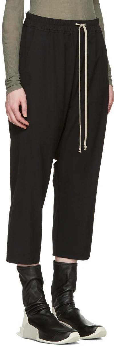 Shop Rick Owens Black Drawstring Cropped Lounge Pants