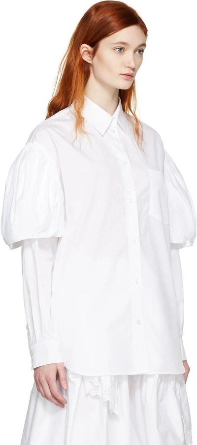 Shop Simone Rocha White Puff Sleeves Shirt