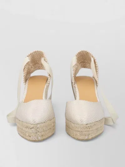 Castañer Neutrals Joyce Pointed Jute Platform Sandals In White