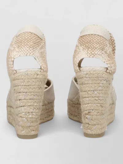 Castañer Neutrals Joyce Pointed Jute Platform Sandals In White