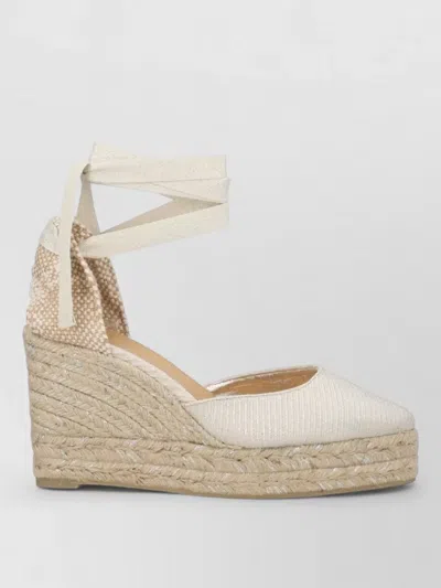 Castañer Neutrals Joyce Pointed Jute Platform Sandals In White