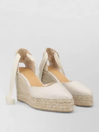 Castañer Neutrals Joyce Pointed Jute Platform Sandals In White