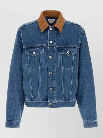 Bottega Veneta Denim Jacket Front Pockets Long Sleeves Collar In Blue