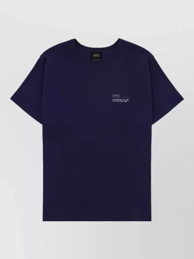 A.p.c. A. P.c. Crew-neck Logo-print T-shirt In Blue