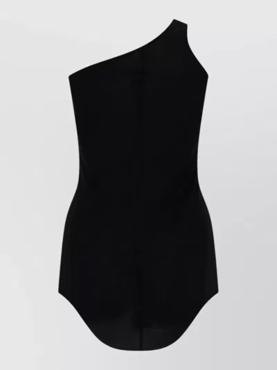Rick Owens Black Solid One Shoulder Top In Black