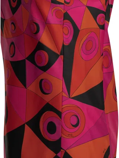 Pucci Fuchsia And Black Occhi-print Silk Twill Mini Dress In Pink