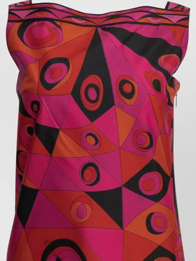 Pucci Fuchsia And Black Occhi-print Silk Twill Mini Dress In Pink