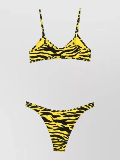 Attico Zebra Bikini Set In Black & Yellow