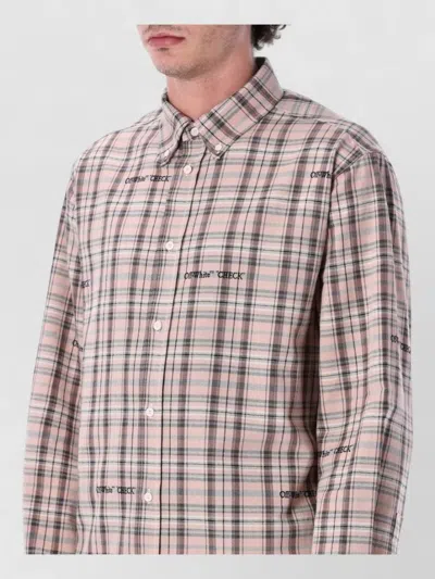 Off-white Pink Flannel Regular Shirt In Brown