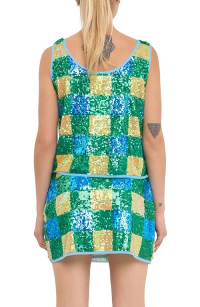 Endless Rose Sequin Check Tank In Multi