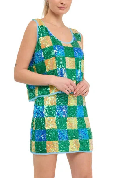 Endless Rose Sequin Check Tank In Multi