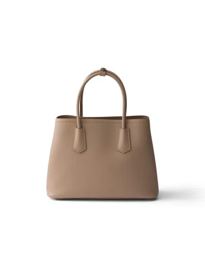 Prada Medium Double Tote Bag In Neutral