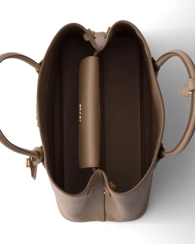 Prada Medium Double Tote Bag In Neutral
