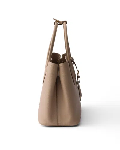 Prada Medium Double Tote Bag In Neutral