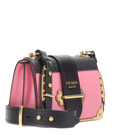 Shop Prada Cahier Leather Shoulder Bag In Pink
