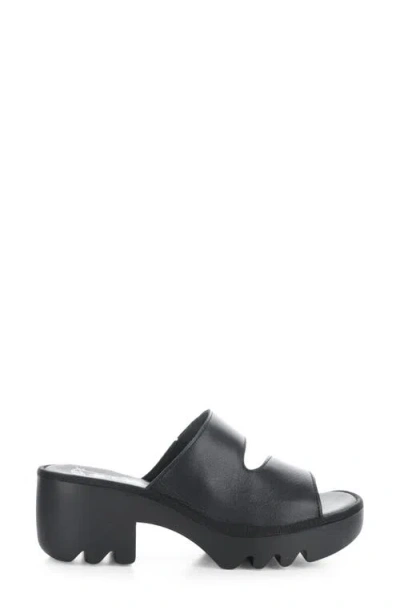 Fly London Tech Platform Sandal In Black