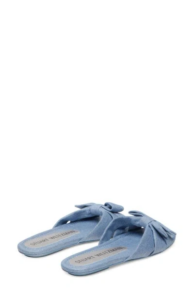Stuart Weitzman Sofia Bow Slide Sandal In Blue