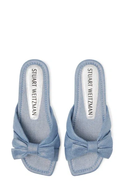 Stuart Weitzman Sofia Bow Slide Sandal In Blue