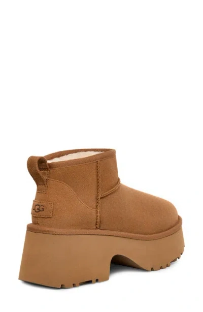 Ugg Womens Tan Classic Ultra Mini New Heights Suede And Shearling Heeled Ankle Boots Eur 39 / 6 Uk In Neutral