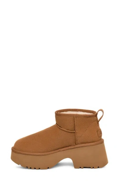 Ugg Womens Tan Classic Ultra Mini New Heights Suede And Shearling Heeled Ankle Boots Eur 39 / 6 Uk In Neutral